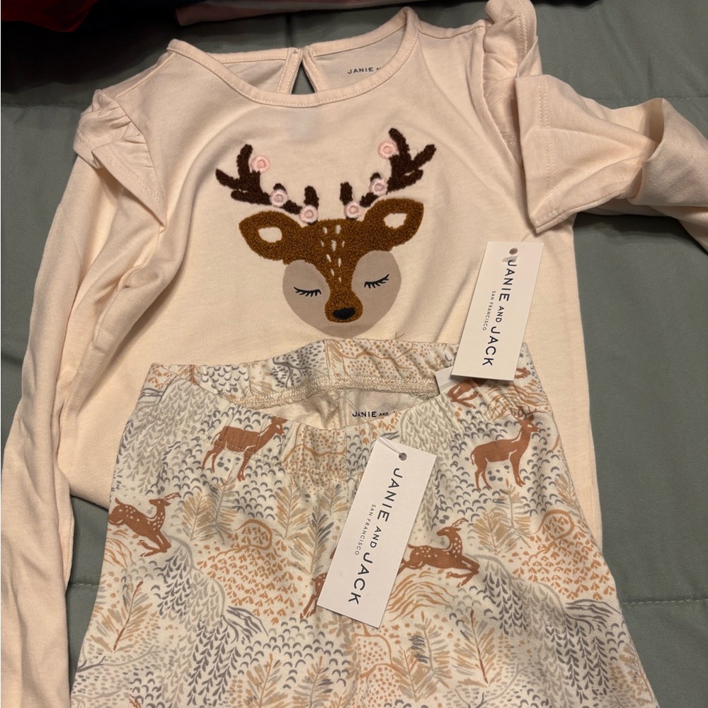 Janie and Jack girl size 4 deer set